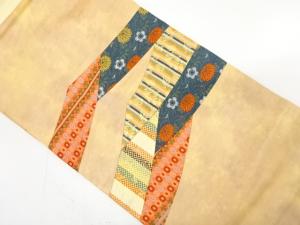 切りばめ名物裂に花模様織り出し　名古屋帯